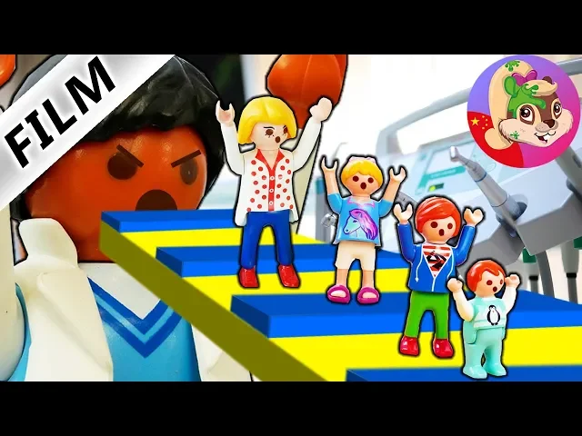 摩比游戏小电影 playmobil 妈妈带着孩子们从牙科医生诊所大逃亡,好吓人呀
